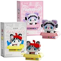 Cats Building Block Set, 2 Pcs Cats Building Block Mini Bricks Toy Animals Bricks Blocks Collection Creativity Toy Brick DIY Blocks Home Decor Ornament Gifts for Adults Teens Children (Grey, Purple)