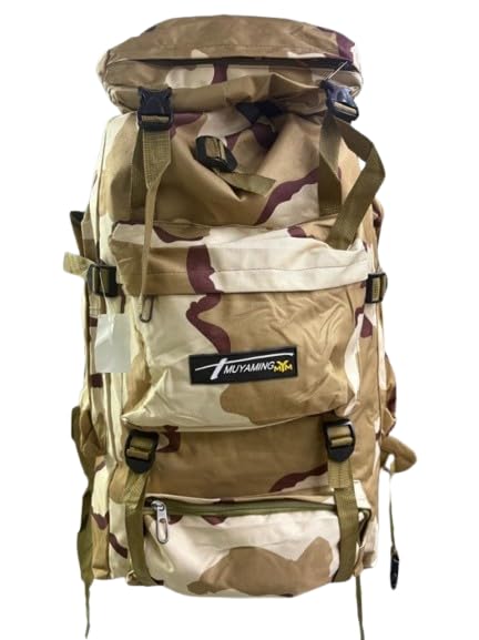 Mochila 70 Litros Camping Espaçosa Impermeável Reforçada confortável Espaçosa Ideal Trilha Acampamento Viagem, Camuflado Desert