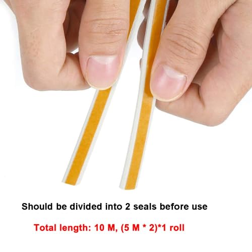 Weather Stripping Seal Strip Tape, Doors Windows Frame Self Adhesive D Type Foam Sealing Tape, 32.8Ft Rubber Soundproof Insulation Cell Foam Stripping, White