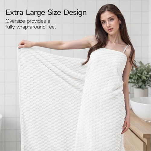 REDKISS White Microfiber Towels Set of 6-35x70 Inches Oversized Bath Sheets, Extra Large Bath Towels Set of 6 for Adults, Super Soft Quick Dry Lint Free Absorbent Waffle Microfiber Shower Towels by REDKISS - Used condition - Image 6