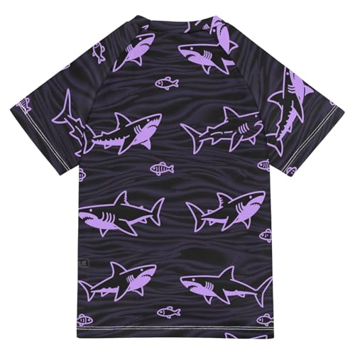 Animal Shark Wave Pattern Purple Short Sleeve Bathing Suit Kids Swimsuits Girls Rash Guard Swimsuit for 3-12 Years Traje de bano para nino2