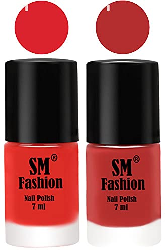 Image of Long Lasting Nail Polish | Nail Paint Combo 7 ml Each) - Set of 2 Candy Orange-Coral Pink