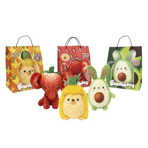 Cefa Toys - Peluches Grandes Foodibles Dulces y Suaves con Aroma Frutal - con Forma de Animalitos - 3 Diseños: Elefante, Conejo y Erizo - Ideal para Niños a Partir de 3 Años