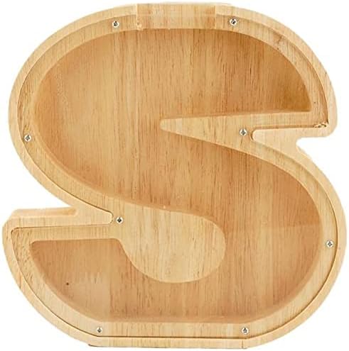 Miniatura 1 de Alcancía de 26 letras del alfabeto inglés A-Z, alcancía de madera transparente de gran capacidad, caja de ahorro personalizada, combinación de