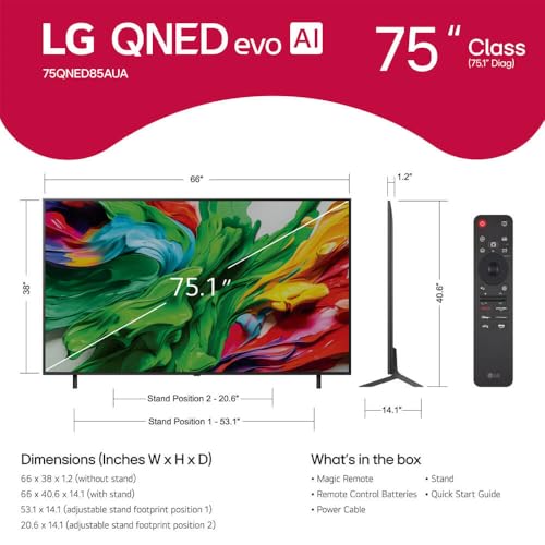 Image of LG 75QNED85A 75 inch Class 85A Series QNED evo AI MiniLED 4K UHD Smart webOS TV (2025)
