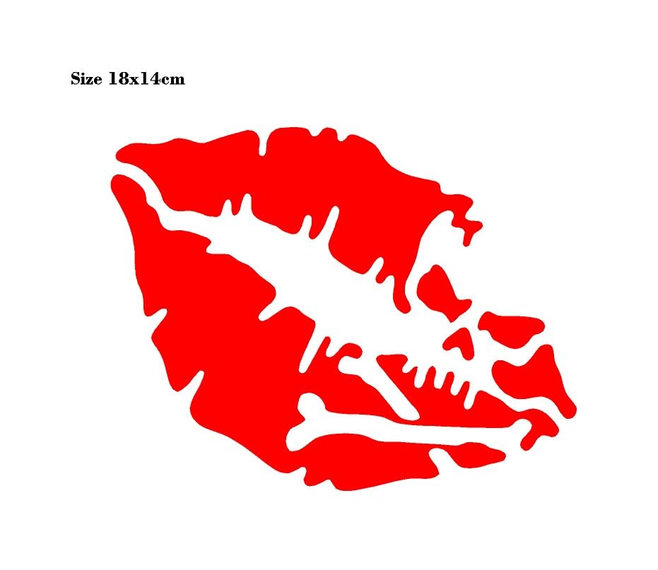 AarnaDecals 39 Lip and Skeleton Skull Ghost Red Sticker 18x14cm for Car and Bike Sticker