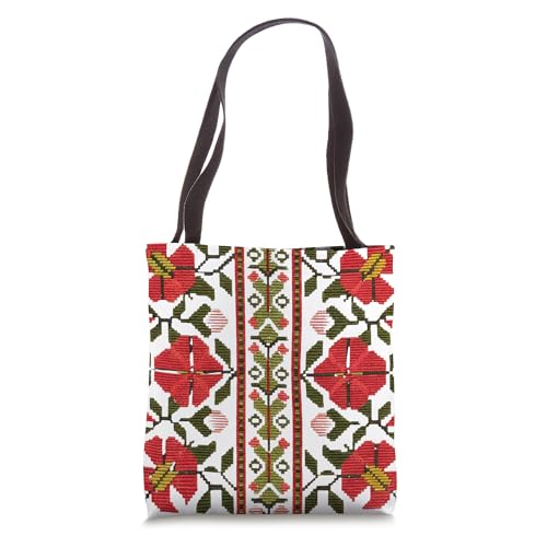 Traditional Bulgarian Shevitsa Floral Pattern Tote Bag