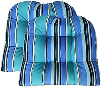 RSH DECOR Sunbrella Tufted Wicker U-Shape Cushions Set of 2 | 22" x 22" | Outdoor Seat Cushions for Patio Furniture| Crafted with Sunbrella Performance Fabric | Dolce Oasis