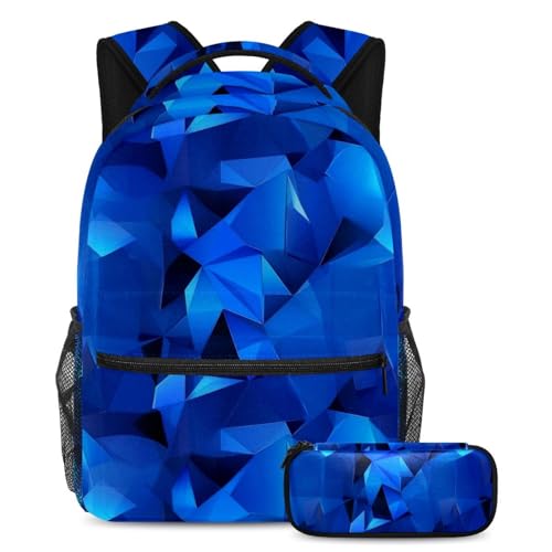 Trousse à crayons grande capacité avec sac à dos de jour triangle bleu multicolore