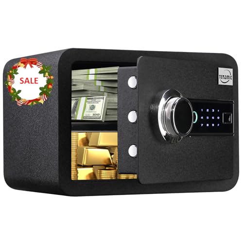 Tenamic Biometric Fingerprint Safe Box 0.85 Cubic Feet Fireproof Waterproof Safe Box with Induction Light and Leather, Solid Alloy Steel Office Hotel Home Cabinet Safe, Black by Tenamic - Used condition - US$80.96
