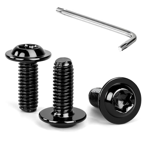 Tunejoy Tornillos de Cabeza Alomada Torx con Brida M6 x 16 mm Negro Tornillo de Cabeza Hexagonal de Acero Inoxidable A2 V2A Tornillos Máquina con Allen Rosca Completa 30 Piezas