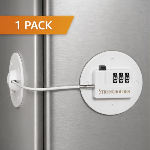Image of Fridge Lock Combination - Refrigerator and Freezer Lock for Kids, No Keys Needed (White & Round)