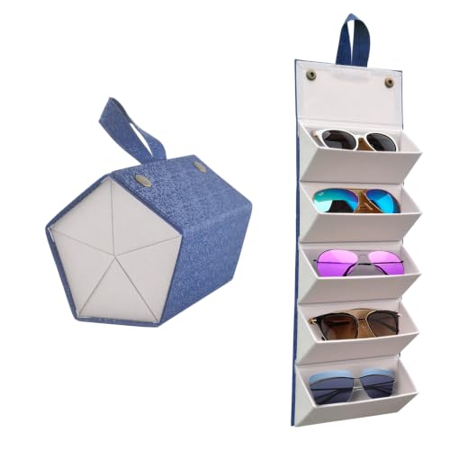 Image of Kenpal Sunglasses Storage Organizer Holder Foldable Travel Case with 5 Slot Compartments for Multiple Glasses