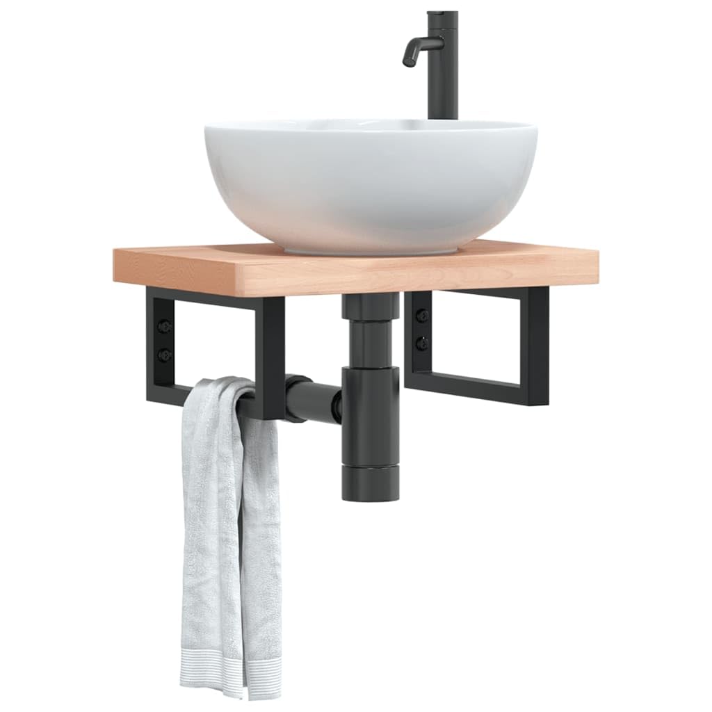 2 soportes para lavabo, color negro, rectangular, acero, 15 x 30 cm, montaje en pared, herrajes angulares estables para encimeras de lavabo, fijación versátil para baño, cocina, taller