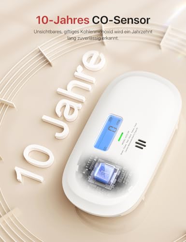 X-Sense Kohlenmonoxid Melder, 10 Jahre Sensor, CO Melder mit austauschbarer Batterie und digitalem Display, Kohlenmonoxid-Melder mit Testknopf, XC0C-SR