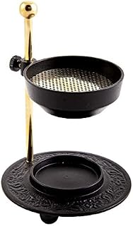 NKlaus Incense burner modern style made of brass powder coated black - gold height adjustable with sieve operating mode tealight for incense resins and incense 4019
