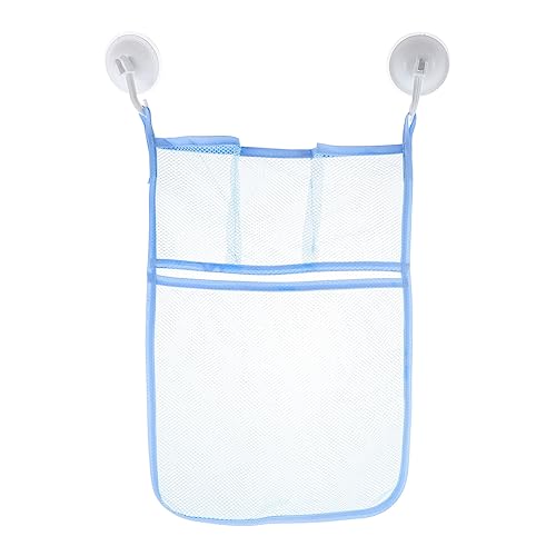 CHILDWEET Badrumsorganisatör med Dubbla Meshfickor i Ljusblått för Leksaker Hygienartiklar Hängande för Badrum Praktisk för Barnrum Resor på Dörr Vägg