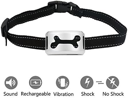 Dog No Bark Training Collar - No Bark Collar Rechargeable Sliver No Bark Collar 7 Levels Sensitivity Waterproof 1.18 in to 7.08 in No Bark Collar with One Piece for Small/Medium/Large Dog