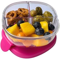 Yumbox Snack Bowl, Leakproof 3 Compartments, Removable Lid, Microwave, Dishwasher Safe, Perfect for acai bowl, yogurt bowl, granola, Bento Snack Box for school, work, travel