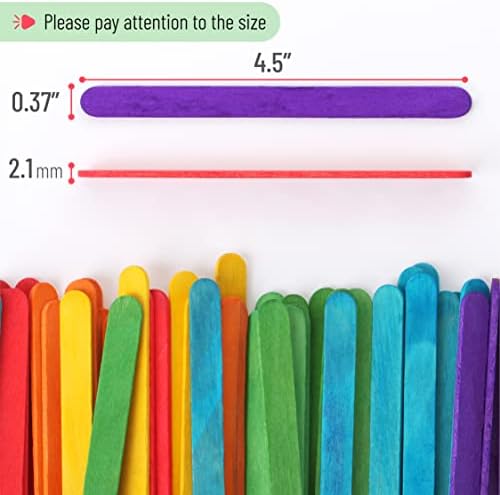Mr. Pen - 컬러 팝시클 스틱, 공예용 나무 무지개 컬러 아이스크림 스틱, 200팩, 11.4cm(4.5인치) — 사진 3