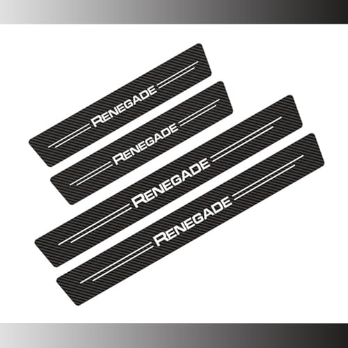 4 Piezas Protective de Umbral de Puerta de Coche para Jeep Renegade 2022-2014, Fibra de Carbono, Decoración para Estribos Accesorios Coche