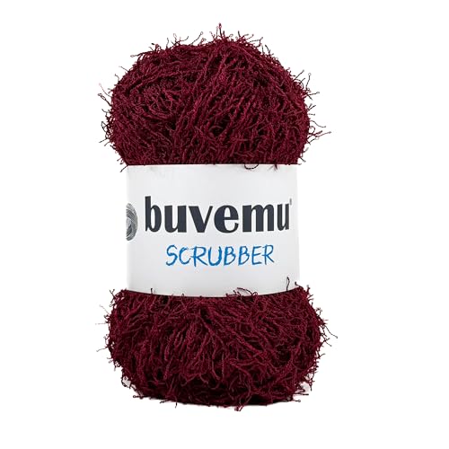 Buvemu Scrubber Yarn for Crocheting Knitting Dishcloths Washcloths Crafty Items, 100 Gram (3.53 Ounces) 88 Yards (80 Meters) (Bordeaux)