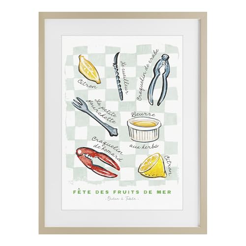 Stupell Industries 'Modern French Bistro'�A�K���X���t���[���v�����g�A�u���E���A40.5 x 60.8cm�A�|���₷�����A�č����AChad Barrett