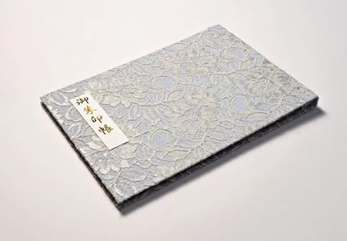 みおつくし横丁 御朱印帳|見開きサイズ|フィルム式で出し入れ簡単|差し替え可能・保管に最適|きよら ノーブルフラワーレース アイスブルー
