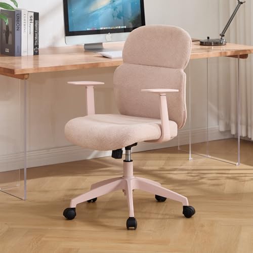 DAYALANE Chaise de Bureau Pivotante 360° Fauteuil Ergonomique Chaise de Travail en Chenille, Siège Pivotant, Réglable en Hauteur, Rose