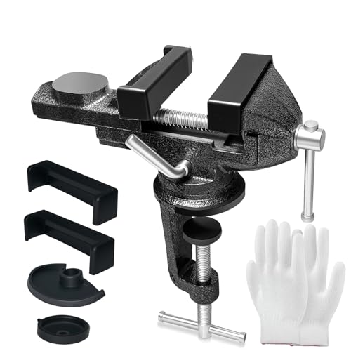 Image of SCHENG-V 2.7 In Portable Bench Vise, 360° Swivel Base Clamp-On Table Vise – Multi-Purpose Tool for Golf Grip Kit, Woodworking, Crafting, Model Making, Metalworking & DIY