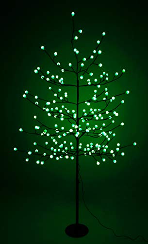 Image of Christmas Concepts® 1.5m (5ft) Green LED Berry Tree With 200 LED's And Round Silver Base - Christmas Decorations - Indoor Christmas Lights