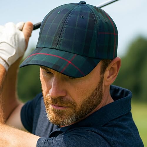 Casquette de baseball écossaise ajustable à carreaux unisex
