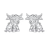 Highland Cow Earrings 925 Sterling Silver Cute Animal Stud Earrings Hypoallergenic Jewelry Gifts for Women
