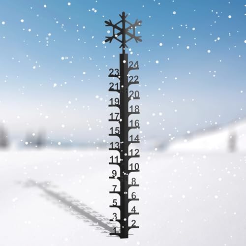 Winter Snowflake Snow Measuring Stick, Metal Snow Ruler, 24-Inch Snowfall Gauge, Decoration For Outdoor Garden Yard Patio