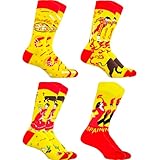PS PROUTHS Calcetines España Hombre (4 Pares) Calcetines con Diseños Españoles Paella, Toros, Sevillana y Flamenco, 98% Algodón, Talla 40-46 (ESPAÑA X4(35/40))