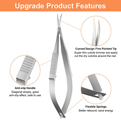 Cgbe Cuticle Scissors, Nail Scissors For Women, 420J2 Stainless Steel Curved Manicure Scissors, Cuticle Scissors Extra Fine Curved Cosmetic Scissors For Nail, Dry Skin, Eyebrow, Eyelash-Silver #TOP2