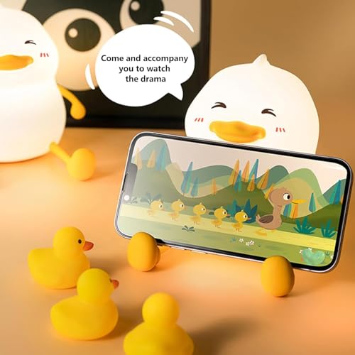 Image of Night Lamp for Bedroom | Touch Control Silicone Lamp with 7-Colour Changing Light | USB Rechargeable Bedside Girls & Boys | Warm White Diwali Decoration Light | Christmas Gift (Duck)