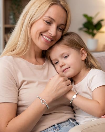 Image of Mother Daughter Bracelets Set for 2 Matching Heart Bracelets for Mother and Daughter to My Mom Bracelet Birthday Mothers Day Gifts for Mom Daughters