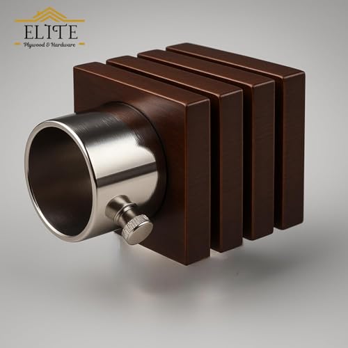 Image of Urban Elite Premium Curtain End Cap - Elegant Decorative Rod Finial for Window Drapes, Smooth Finish, Durable & Stylish, Perfect for Home & Office Decor (Big Square, Wooden, Big)