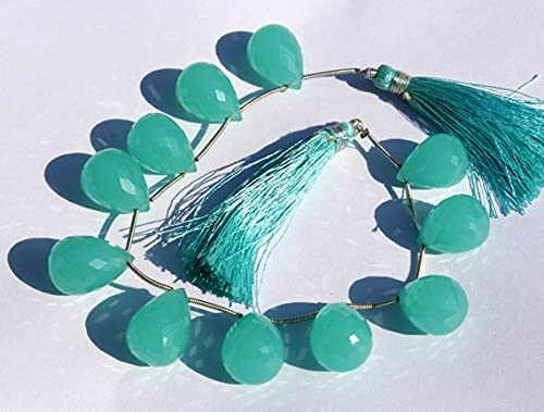 Aqua Chalcedony Faceted Teardrop Briolettes perles en pierre naturelle calcédoine pour collier