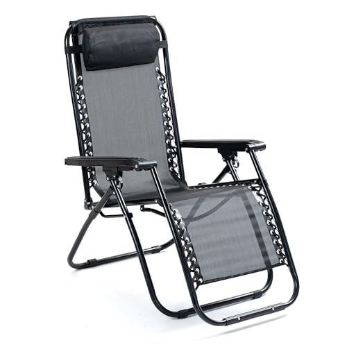 Image of UMAI Recliner Chair | Easy Chair | Relaxing Chair for Home | Portable Foldable | Adjustable Pillow | Comfortable Lounge | Lawn Balcony Home Room | Folding Chair | Black