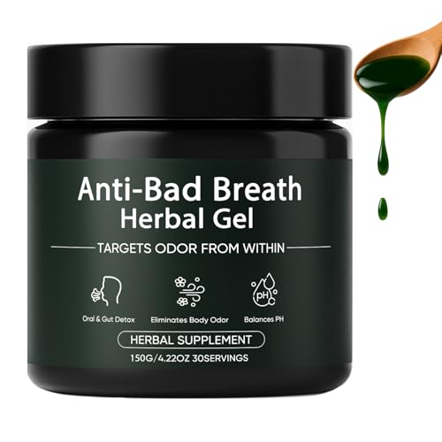 Anti-Bad Breath Herbal Gel Supplement Body Odor Supplements Internal Deodorant with Parsley Green Tea Chlorophyllin Eliminates Odor from The Inside Balances Oral & Gut (150g) (1)
