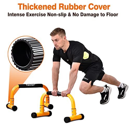 Teclor Steel Push Up Bar, 9.5In High Parallettes Bars Great For L-Sit, Handstands, Full Planche & Dips, Heavy-Duty No Wobbling Calisthenics Equipment Max Capacity 660Lbs, 1.5In Dia Save Wrist & Great Grip #TOP4