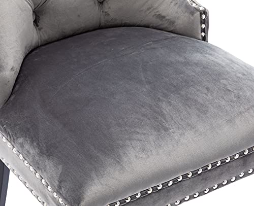 Guyou Upholstered Velvet Dining Chairs Set Of 2, Dining Room Chairs Tufted Cushion Back Elegant Victoria Retro Accent Chairs With Solid Wood Legs For Living Room/Kitchen (Dark Gray, With Ring) #TOP5