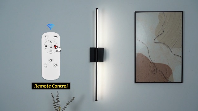 Image of Wall Sconces Set of Two with Remote Control 29.1 in Dimmable Black Gold Battery Operated Wall Lights 350 Ratation 3000K-6000K LED Wireless Rechargeable Sconce for Bathroom Living Room Bedroom