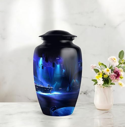Image of Personalized Banquet Hall - Burial Urn For Mom & Dad - Large Urn For Ashes Adult Male - Funeral Ashes Urn - Cremation Urns - 10 Inch - Large With Velvet Bag - Decorative Urns For Human Ashes