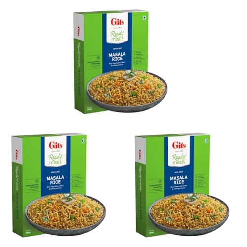 Image of Gits Ready to Eat Masala Rice, Pure Veg Heat and Eat Rice Dish,Microwaveable, 265g (Pack of 3)