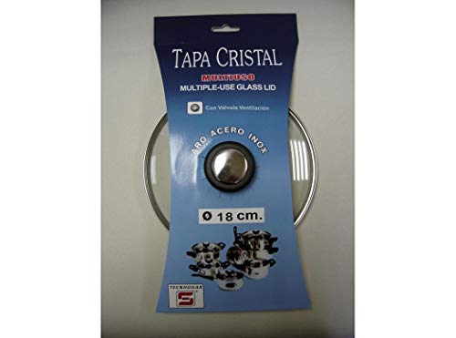 Tapa Cristal Inox Con Valvula 18 Cm