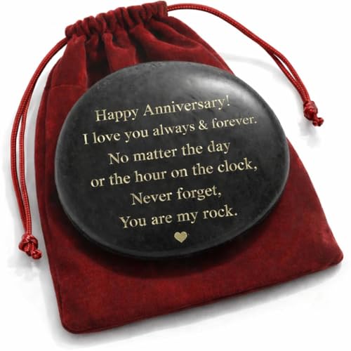 VELENTI Happy Anniversary Decorative Stones Rock - Heartwarming You are My Rock Wedding Presents, Inspiring Anniversaries Keepsake for Her, Decorative Accessories Anniversary Present for Him