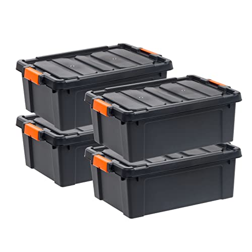 La Mejor Selección de Almacenaje y organización del garaje los mejores 10. 43 IRIS USA 45.4 L (12 US Gal) Cajas de Almacenamiento con Cierre con Tapas, Paquete de 4, Caja Apilable de Alta Resistencia, para Organización de Garaje Mudanza Herramientas,...